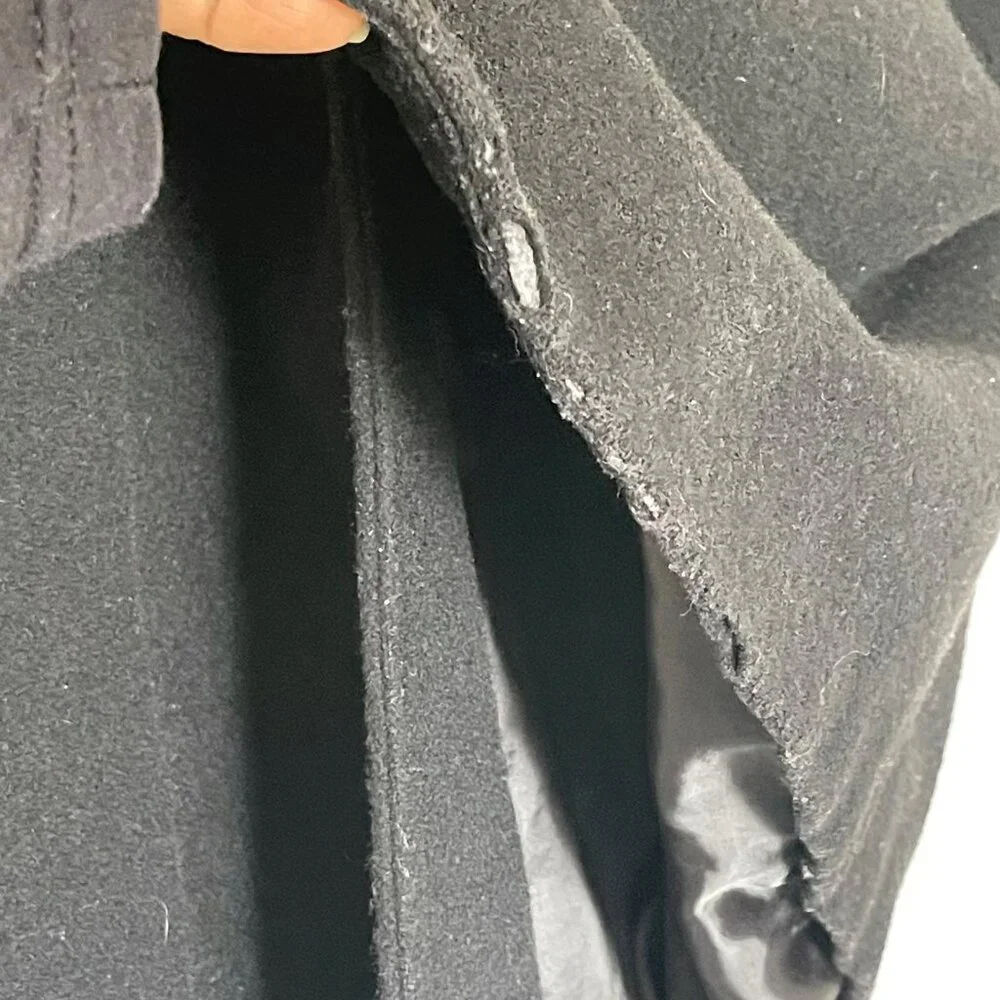 DONNYBROOK Black Vintage 100% Wool Coat Double Breasted full Length S 2P - Picture 13 of 14